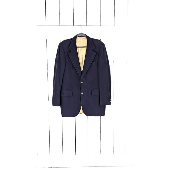 Vintage Countess Mara navy blue cashmere wool sport coat blazer jacket - Picture 1 of 6